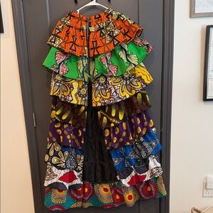 Chimzi Multicolor Layered Slit Maxi Skirt